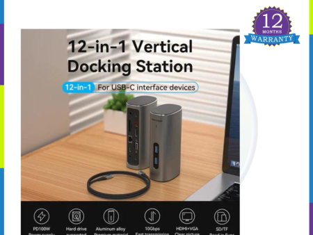 Vention TPJH0-US 12-in-1 Vertical Hub Docking Station USB-C to 4K HDMI VGA Cheap