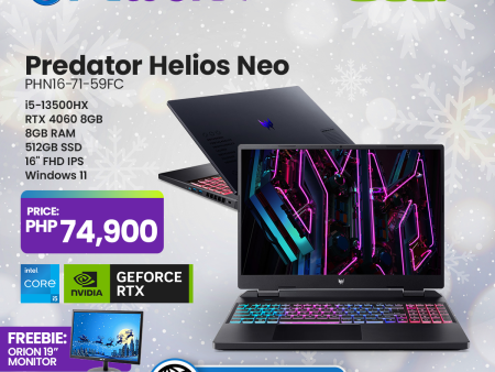 Acer Helios Neo PHN16-71-59FC NVIDIA® GeForce RTX™ 4060, 8GB Gaming Laptop | Free Orion Monitor Online now